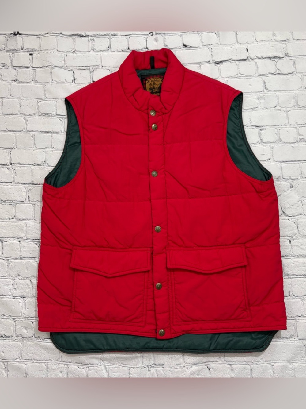 Vintage Woolrich Outdoor Primaloft Red Puffer Vest Men’s Large Zip Snap USA